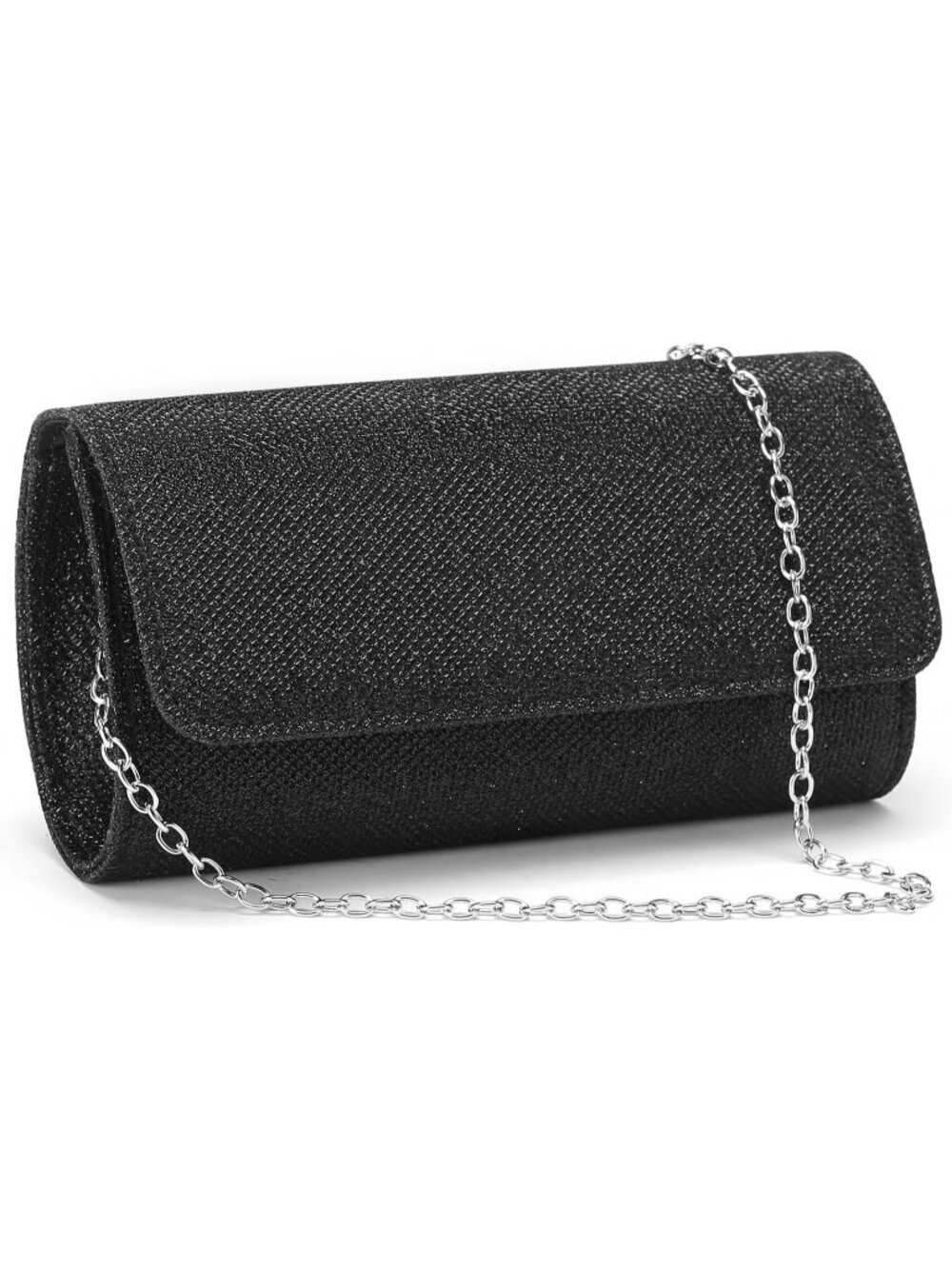 Women's Black Clutch Purse Detachable Chain Wedding Evening Bag